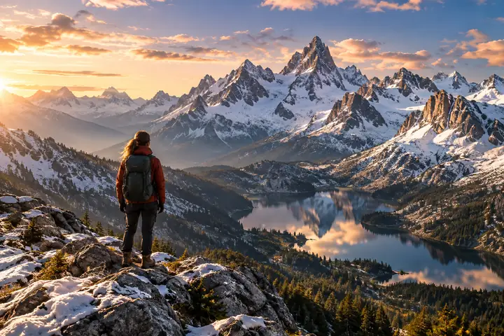 Detailed alpine peaks becoming sharper and clearer through image enhancement